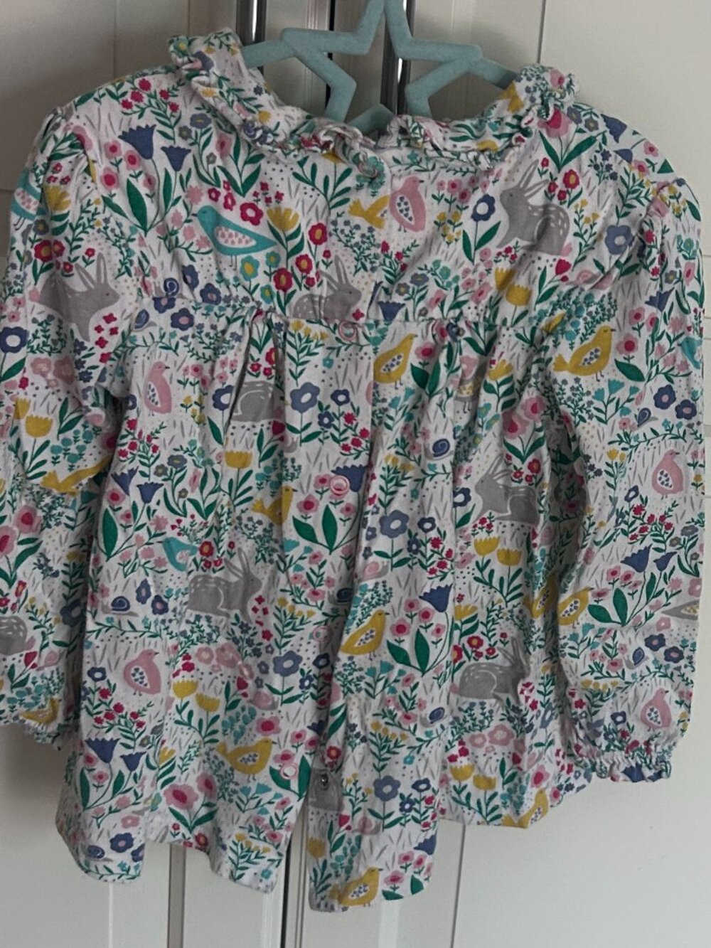 🐰🌸 Baby Boden Bunny & Floral Print Dress – Size 3–4T 🌸🐰
